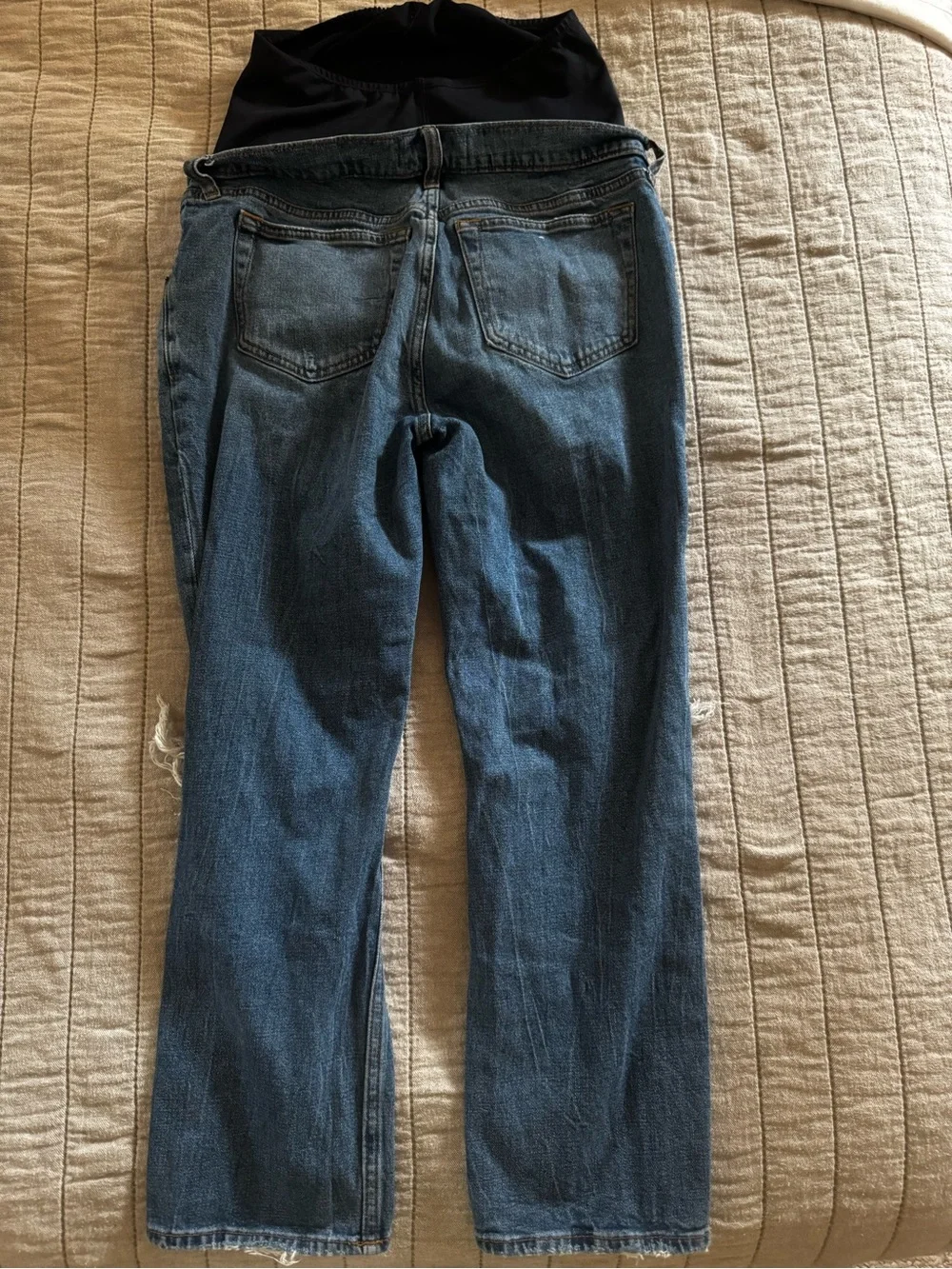Abercrombie & Fitch Maternity Distressed Blue Denim Jeans with Stretch Panel